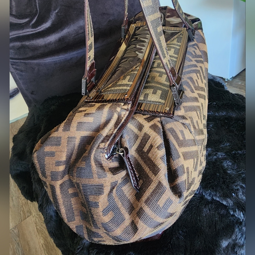 Authentic Fendi Raddica Zucca Boston bag
